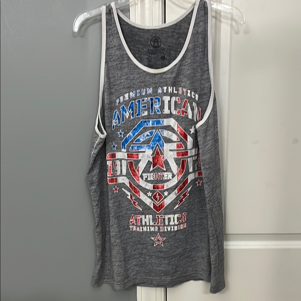 American Fighter Gray Tank Top with Red and Blue Accents